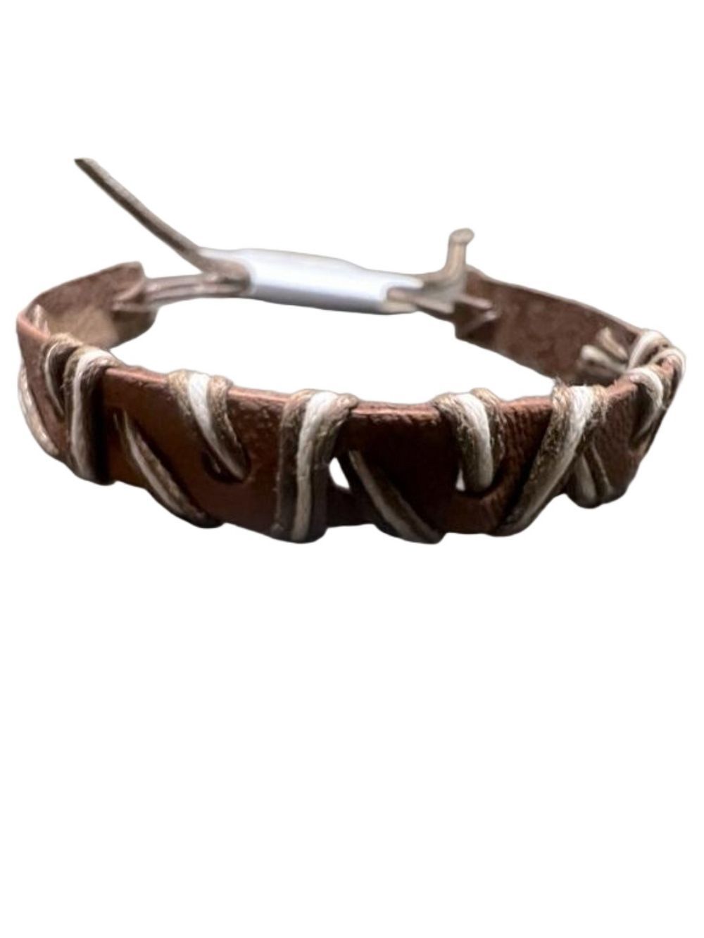 FASHION JEWELRY brown and tan ropes wrapped leather bracelet.